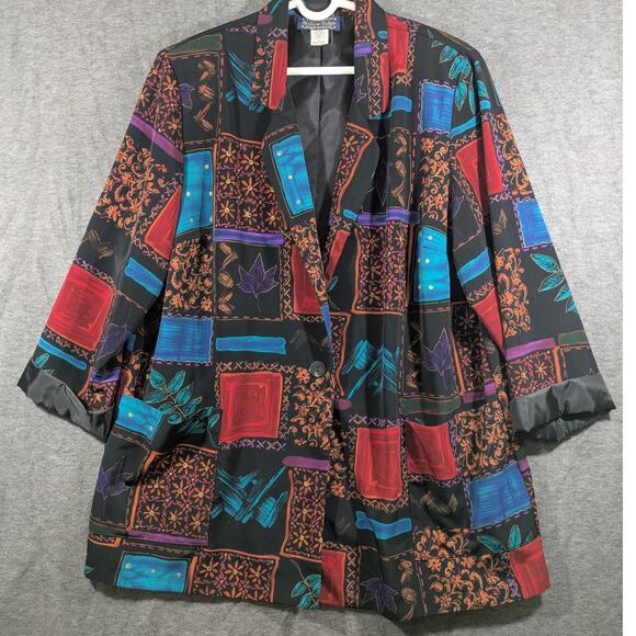 Vintage Willow Ridge Women's‎ Patchwork Fall Leaves Blazer Jacket Size 1X - Picture 1 of 11